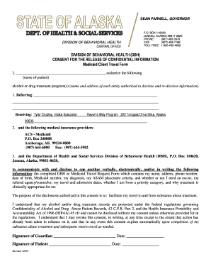 Alaska Medicaid Client Travel Consent Form
