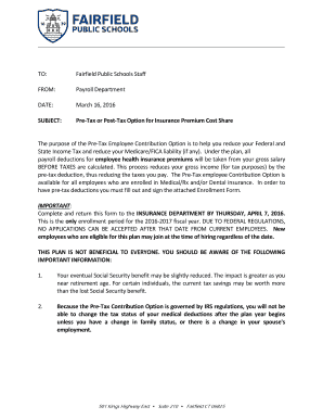 Pre-Tax or Post-Tax Option for Insurance Premium Cost Share
