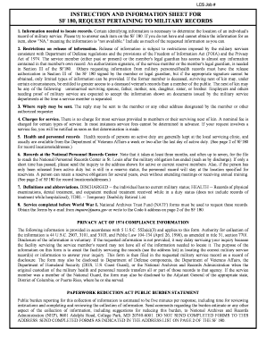 SF 180 Request Pertaining to Military Records