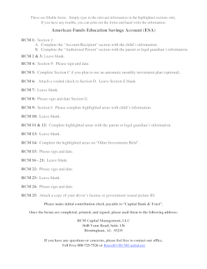 Coverdell Education Savings Account Application