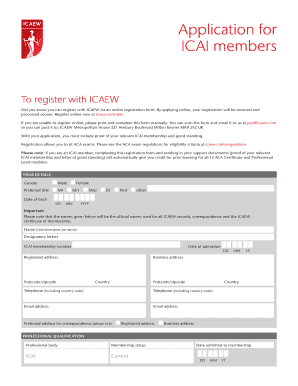 ICAEW Registration Form for ICAI Members