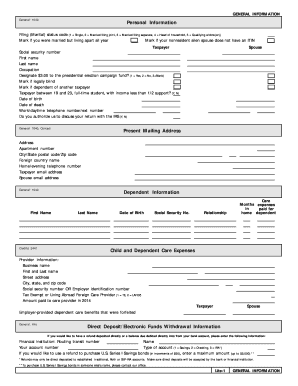 IRS Form 1040 Tax Return