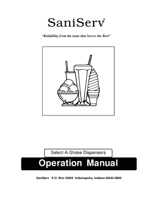 SaniServ Select-A-Shake Dispensers Operation Manual