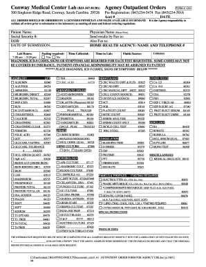 Conway Medical Center Lab Outpatient Orders Form