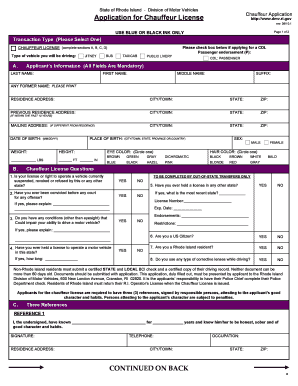 Rhode Island Chauffeur License Application