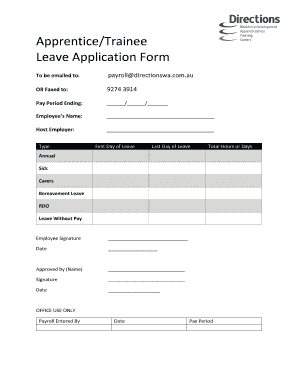 Apprentice Trainee Leave Application Form