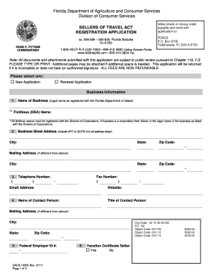 Florida Seller of Travel Registration Application