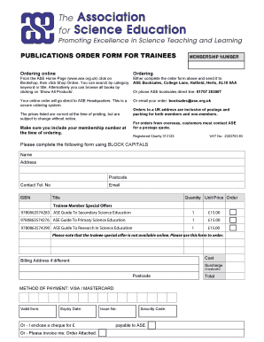 Publications Order Form for Trainee Members