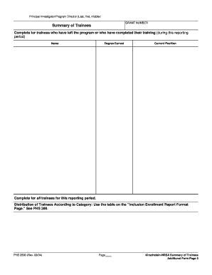 NIH Kirschstein-NRSA Summary of Trainees