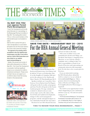 ROCKWOOD HOMEOWNERS ASSOCIATION NEWSLETTER SUMMER 2015 - rockwoodvillage