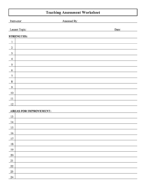 Teaching Assessment Worksheet