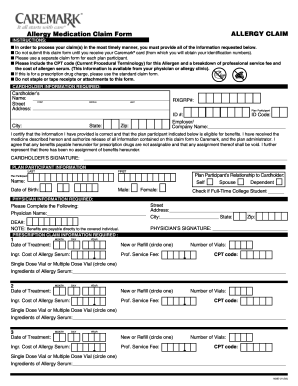 Allergy Medication Claim Form
