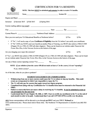 Certification for VA Benefits