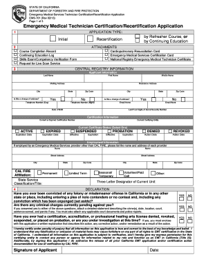California EMT Certification/Recertification Application