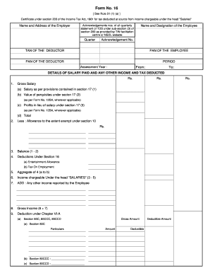 Form 16 Certificate for TDS on Salaries