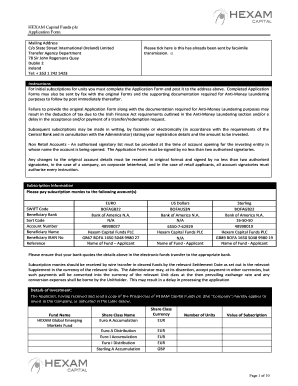 HEXAM Capital Funds Application Form