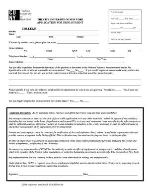 CUNY Employment Application Form
