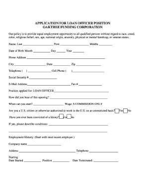 Oaktree Funding Loan Officer Application