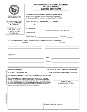 Massachusetts Business Certificate