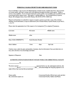 Massachusetts Criminal Record Request Form