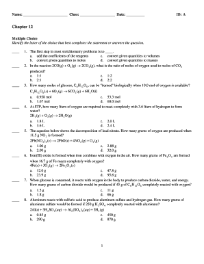 Chapter 12 Multiple Choice Chemistry Test