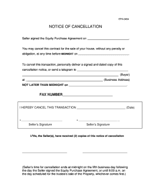 EPA-0404 Notice of Cancellation