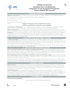 Fidelity 403(b)(9) Enrollment and Beneficiary Designation Form