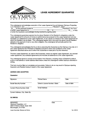 LEASE AGREEMENT GUARANTEE - olympuspropertiescom