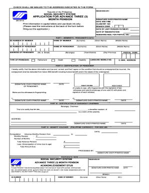 Philippines Advance Three Month Pension Application
