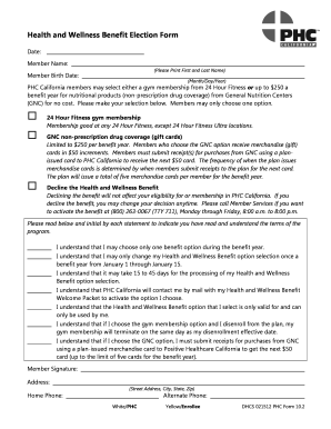 Health and Wellness Benefit Election Form