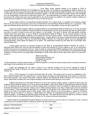 Assignment of Benefits Form