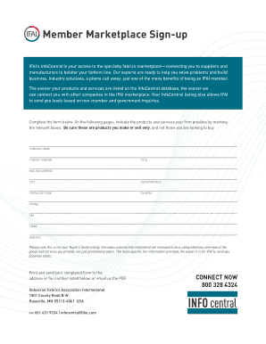 IFAI Member Marketplace Sign-up Form