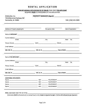 Rental Application Form