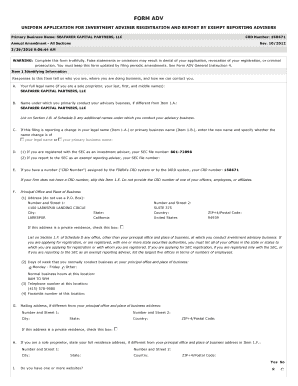 Form ADV Investment Adviser Registration