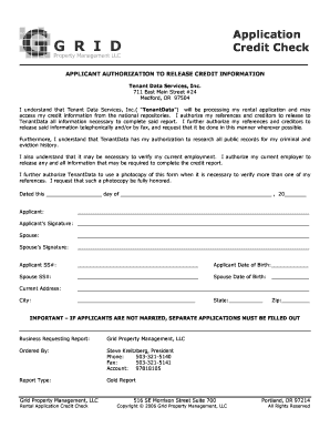 Rental Application Credit Check Authorization