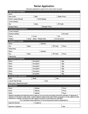 Rental Application Form