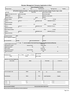 Brymarc Management Company Rental Application