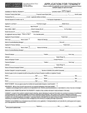 Application for Tenancy