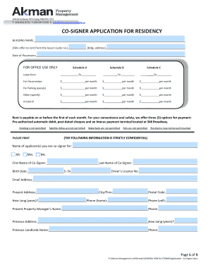 Co-Signer Application for Residency