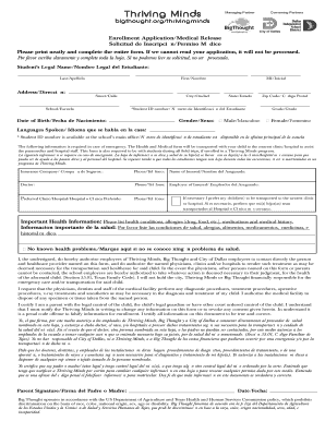 Student Enrollment and Medical Release Form