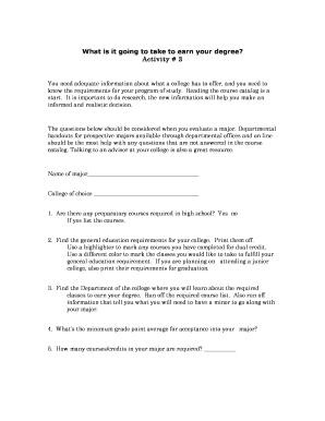 College Degree Requirements Form