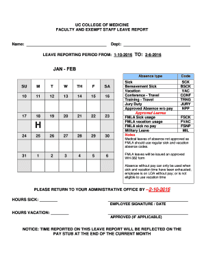 UC College of Medicine Faculty Leave Report