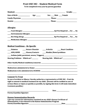 Student Medical Form