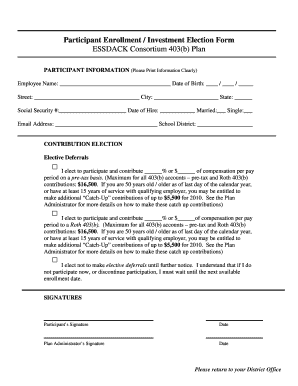 ESSDACK 403(b) Plan Enrollment Form