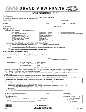 Patient Authorization for Release of Health Information