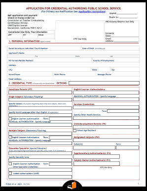 California Teacher Credential Application Form