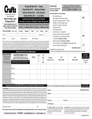 Crufts Dog Show Entry Form