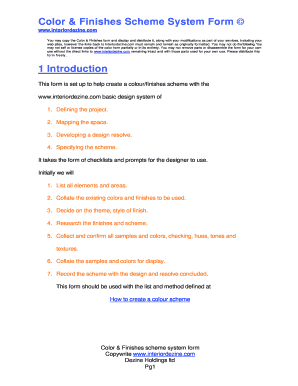 Color & Finishes Scheme System Form
