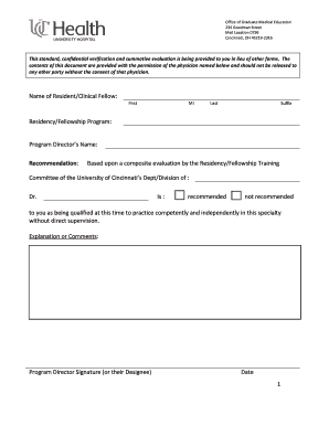 Resident Clinical Fellow Evaluation Form