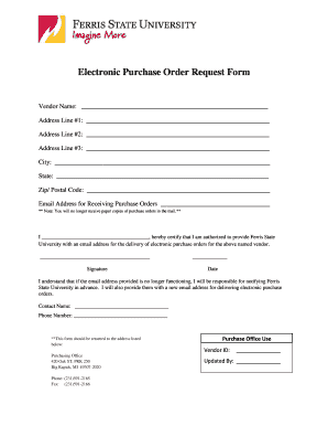 Electronic Purchase Order Request Form